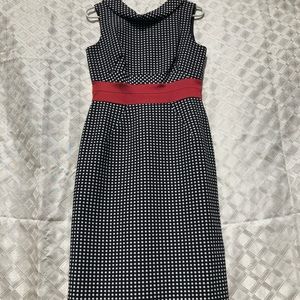Black and white checkered dress with red strip